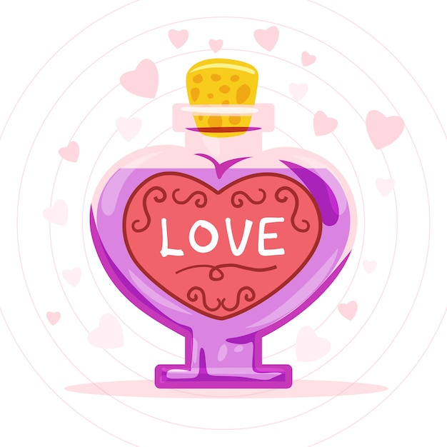 Love potion flat design illustration