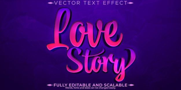 Free Vector love story text effect editable romance and passion customizable font style