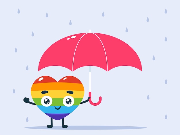 Love using an umbrella. Rainy weather. Isolated Vector Illustration