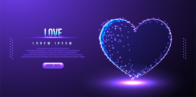 Free Vector love, valentine low poly wireframe, polygonal design