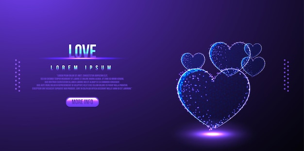 Free Vector love, valentine low poly wireframe, polygonal design