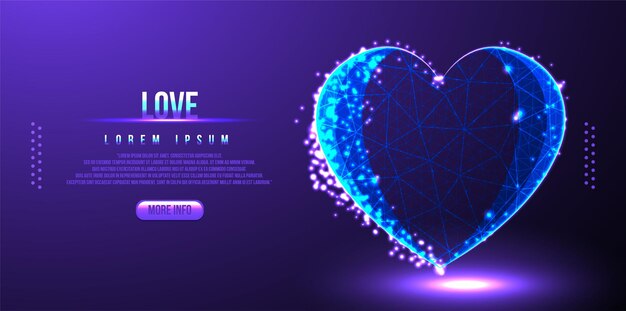 Love valentines low poly wireframe