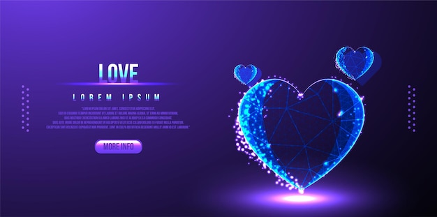 Love valentines low poly wireframe