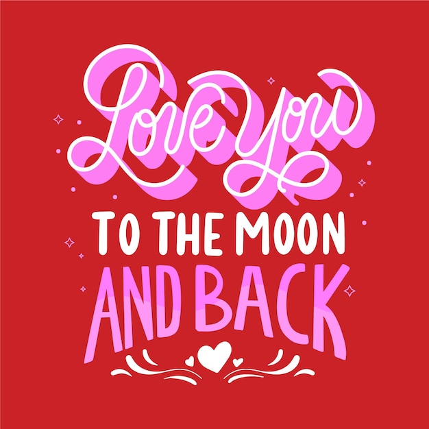 Free Vector love you to the moon and back lettering