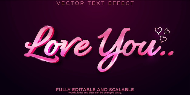 Free Vector love you text effect editable darling and romance text style