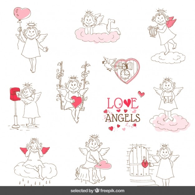 Free vector lovely angels set