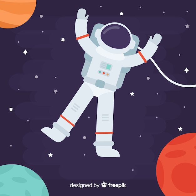 Lovely astronaut character with flat design