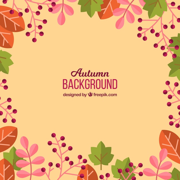 Lovely autumn background with flat design