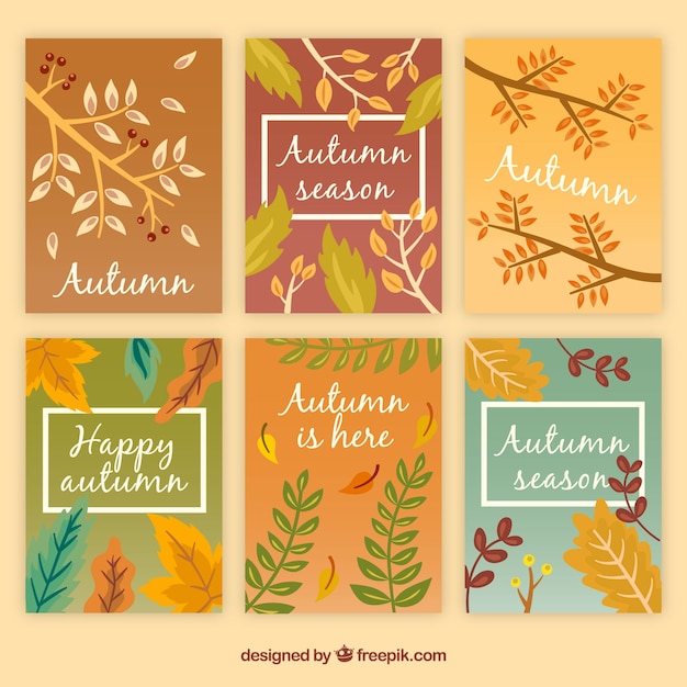 Free vector lovely autumn card collection with flat design