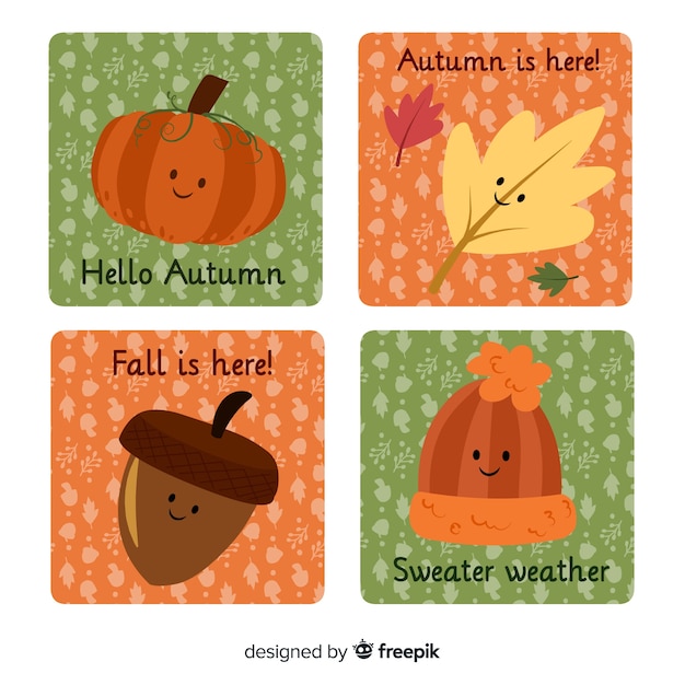 Free Vector lovely autumn card collection 