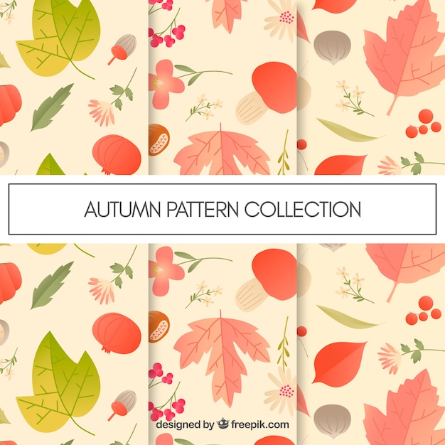 Lovely autumn pattern collection with flat design