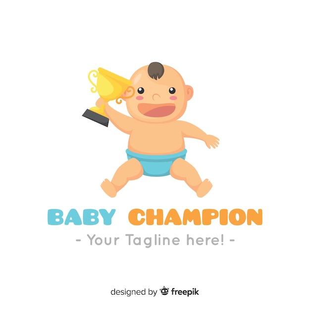 Lovely baby logo template with flat design