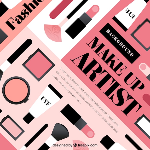 Free Vector lovely background with flat cosmetics