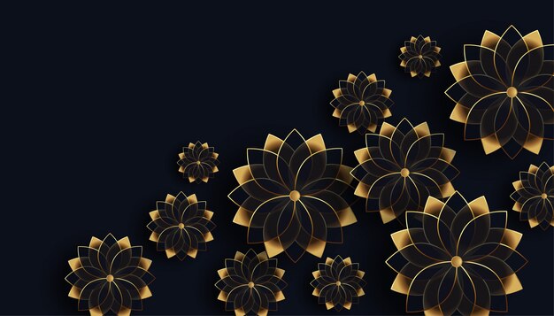 Lovely black and golden flowers decoration background