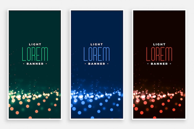 Lovely bokeh lights banners set