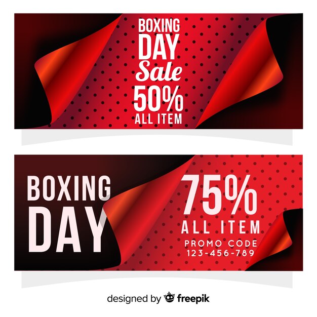 Free vector lovely boxing day sale banners