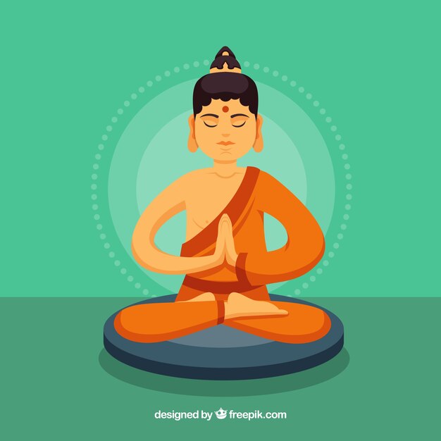 Lovely budha with flat design