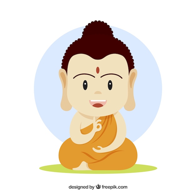 Free Vector lovely budha with flat design