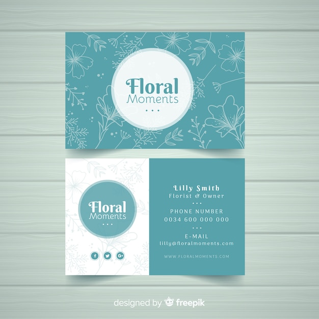 Lovely business card template with floral design