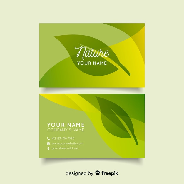 Free vector lovely business card with nature concept