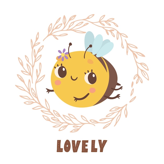 Free Vector lovely card with cute bee