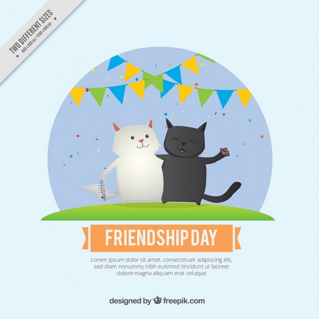 Free Vector lovely cats background of friedship day