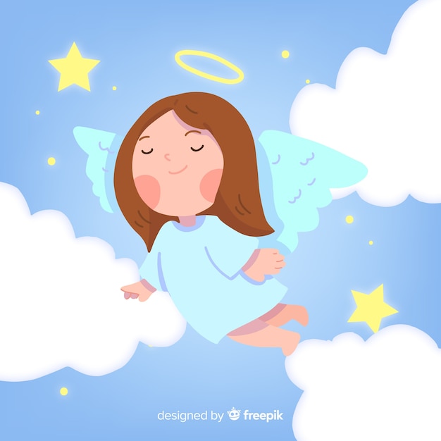 Lovely christmas angel background in flat design