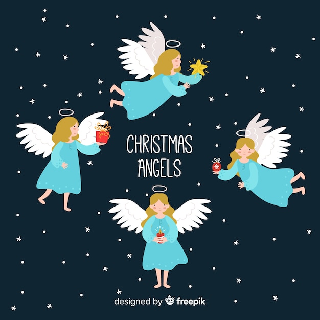 Lovely christmas angel collection in flat design