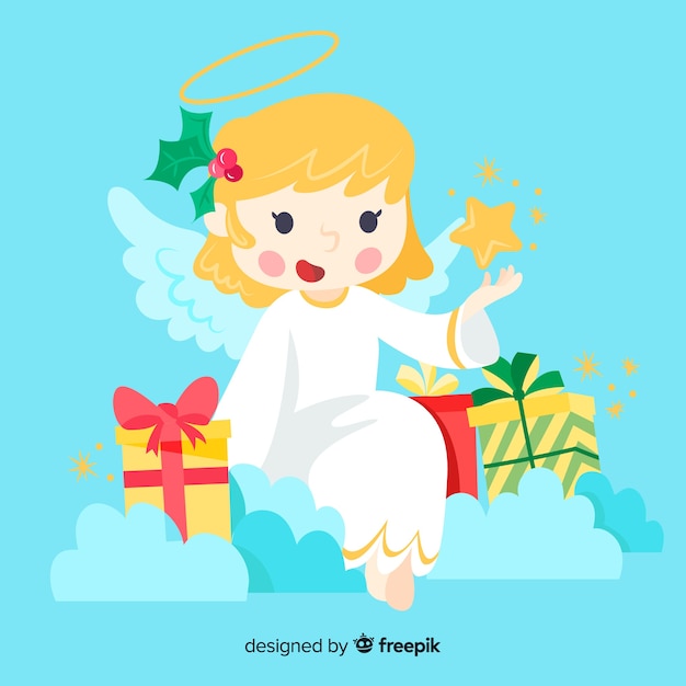 Lovely christmas angel with flat design