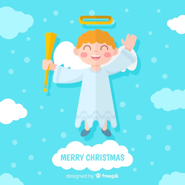 Lovely christmas angel with flat design