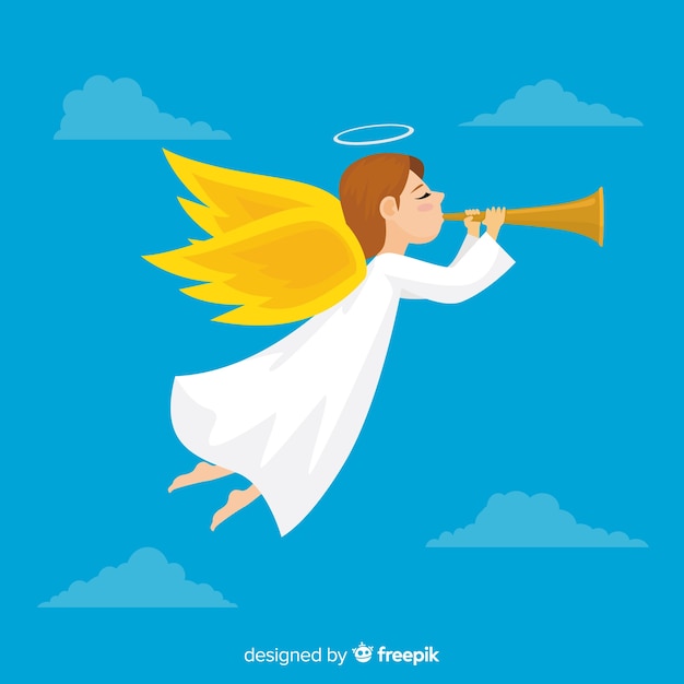 Lovely christmas angel with flat design