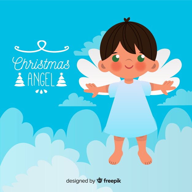 Lovely christmas angel with flat design