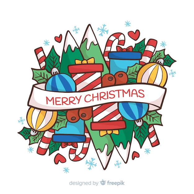 Lovely christmas background in hand drawn style