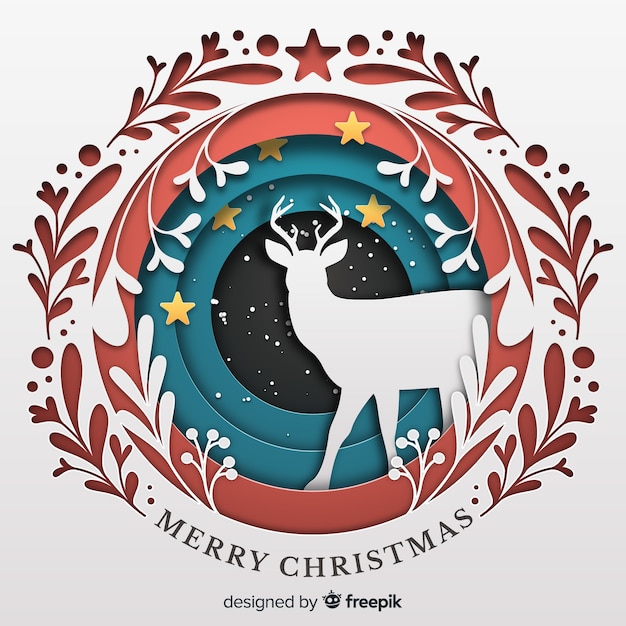 Free Vector lovely christmas background in paper style