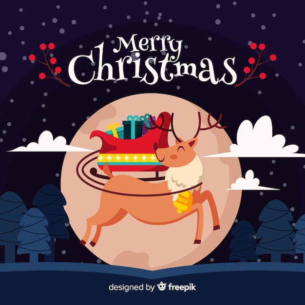 Lovely christmas background with flat design