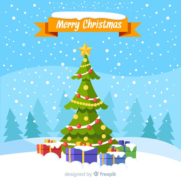 Lovely christmas background with flat design