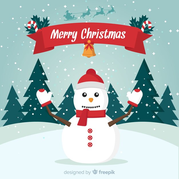 Lovely christmas background with flat design