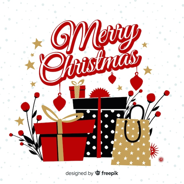 Free Vector lovely christmas background with flat design