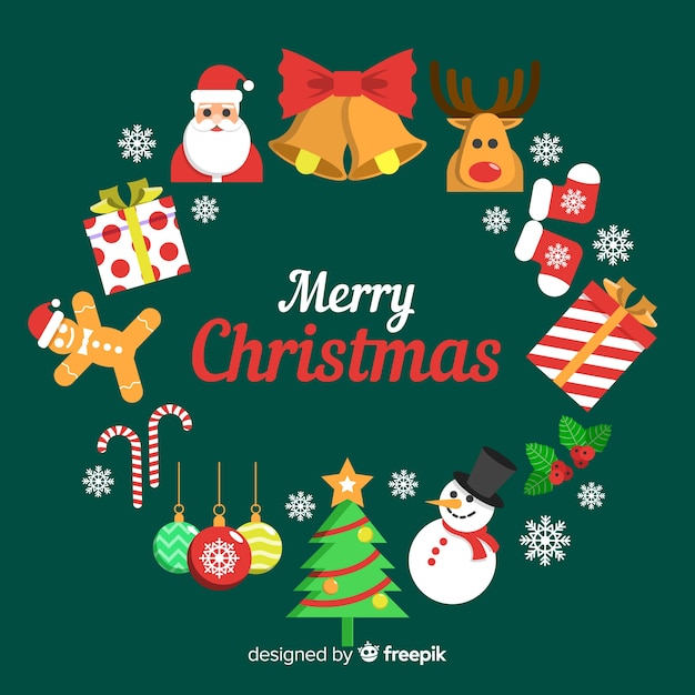 Lovely christmas background with flat design