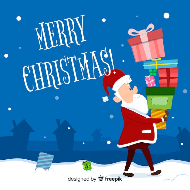 Lovely christmas background with flat design