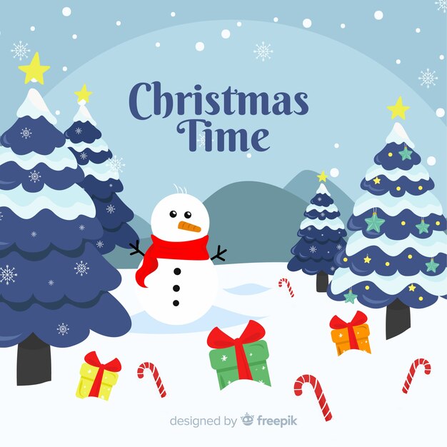 Lovely christmas background with flat design