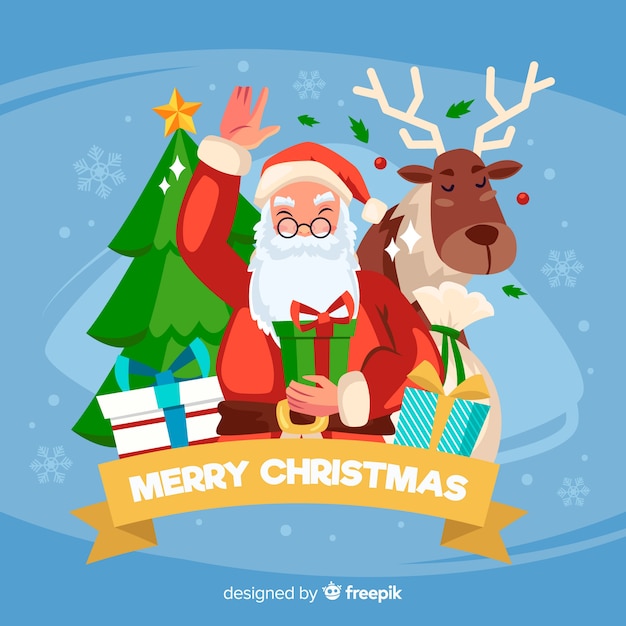 Lovely christmas background with flat design