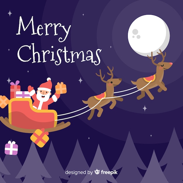 Free Vector lovely christmas background with flat design