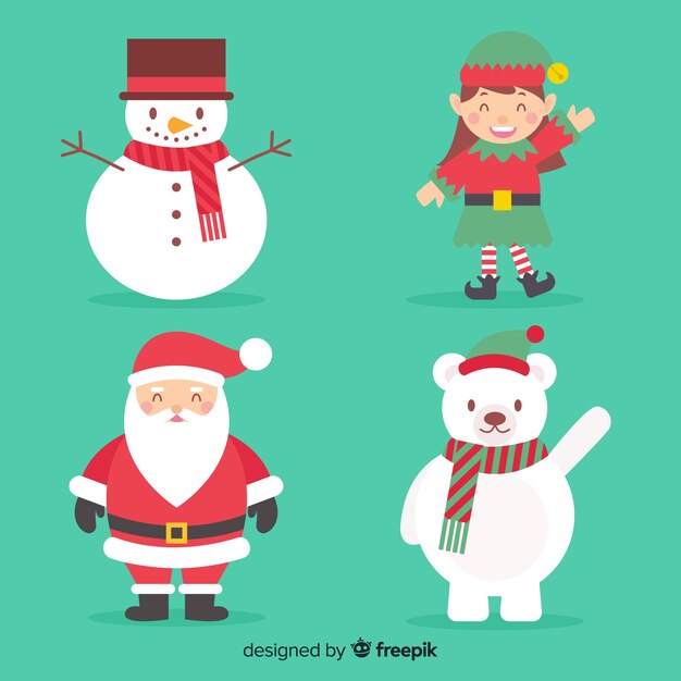 Lovely christmas character collection with flat design