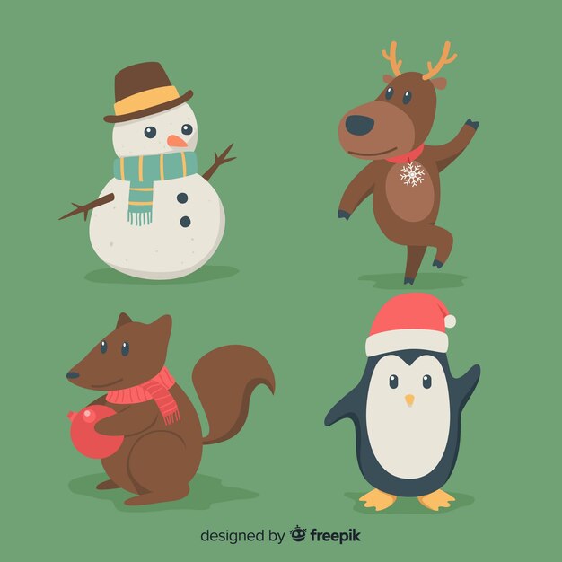 Lovely christmas character collection with flat design