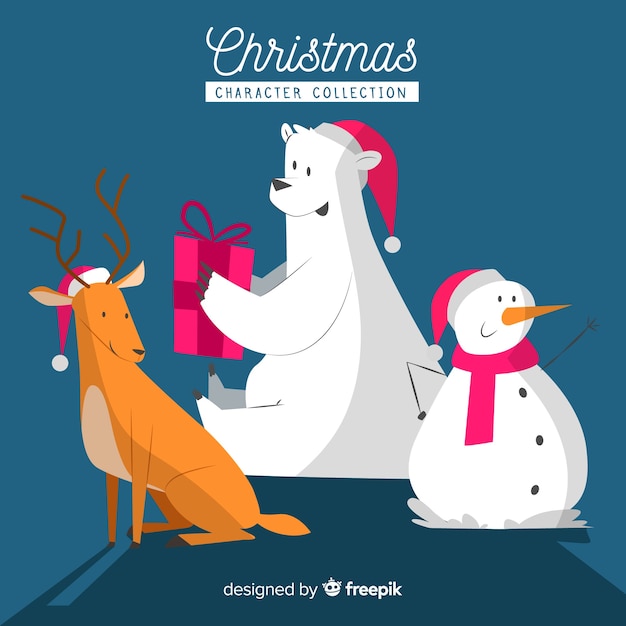 Lovely christmas character collection with flat design