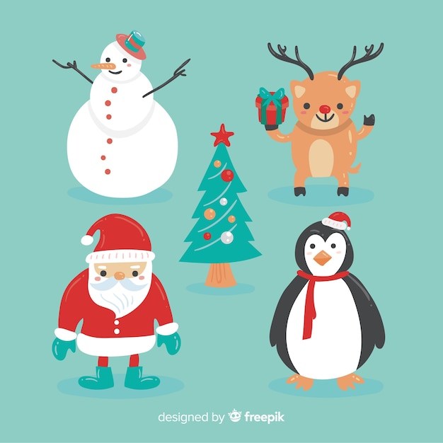 Lovely christmas character collection with flat design