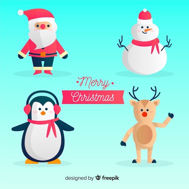 Lovely christmas character collection with flat design