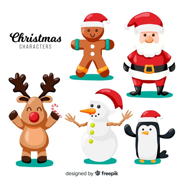 Lovely christmas character collection with flat design