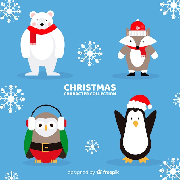 Lovely christmas character collection with flat design